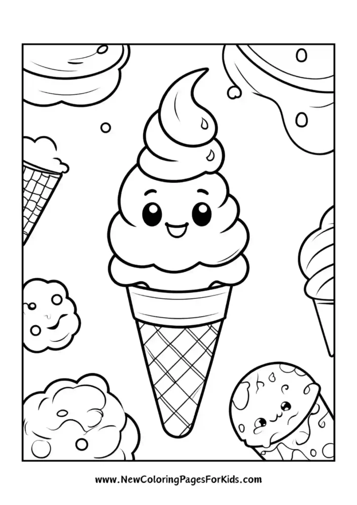 Ice Cream Coloring Pages Free Printable Sheets