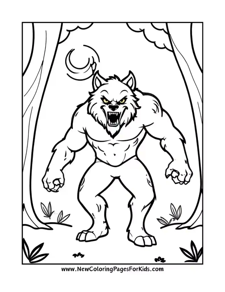 Encounter the Werewolf Shadows and Mist for Captivating Halloween Coloring Pages