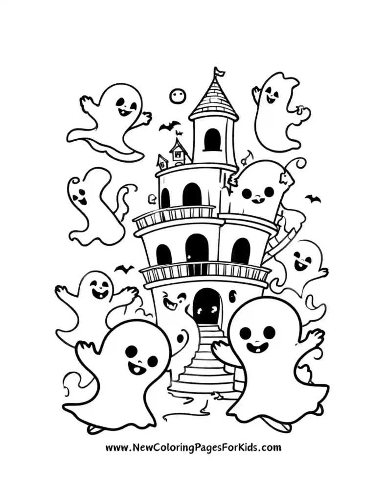 Playful Ghosts and Tricks Halloween Coloring Fun