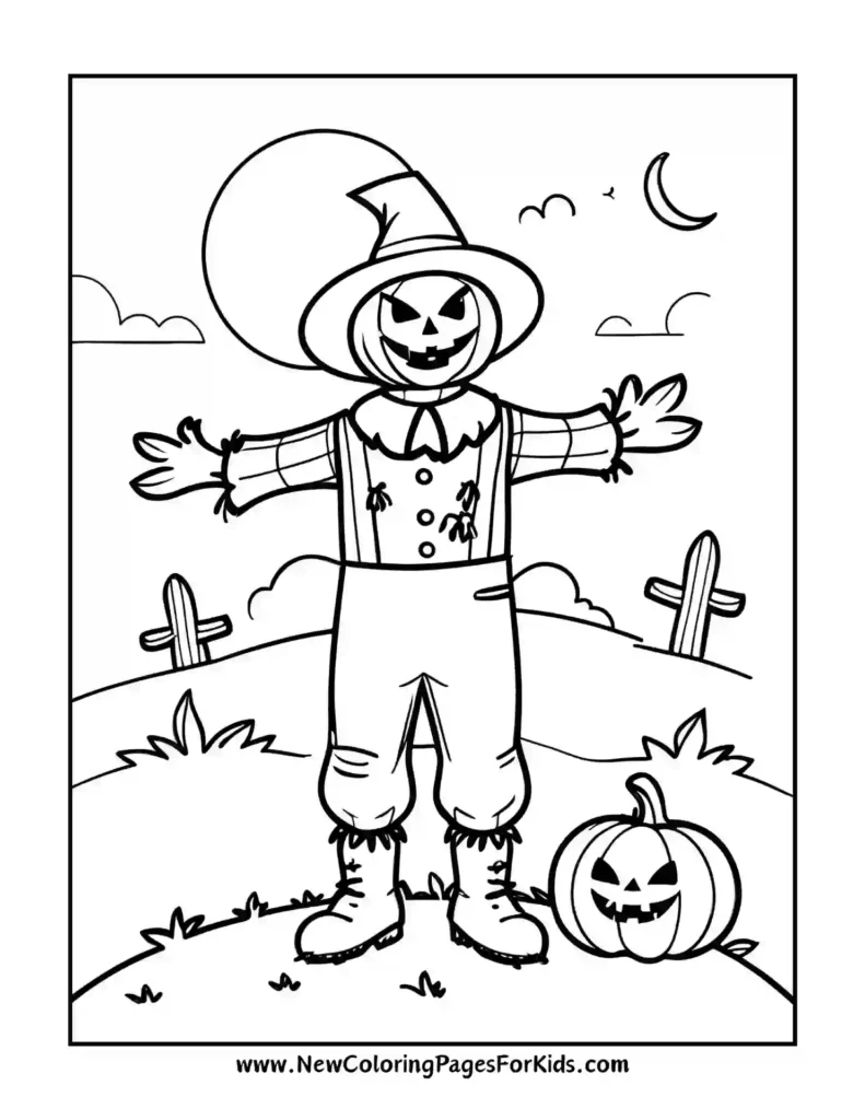 Pumpkin-Headed Scarecrow Standing Tall