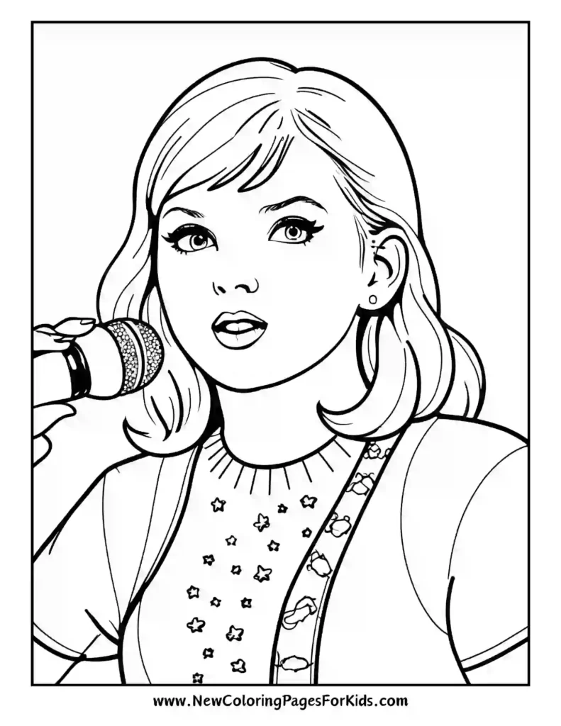 Sing Along with Taylor Black and White Concert Coloring Page - Taylor Swift coloring pages