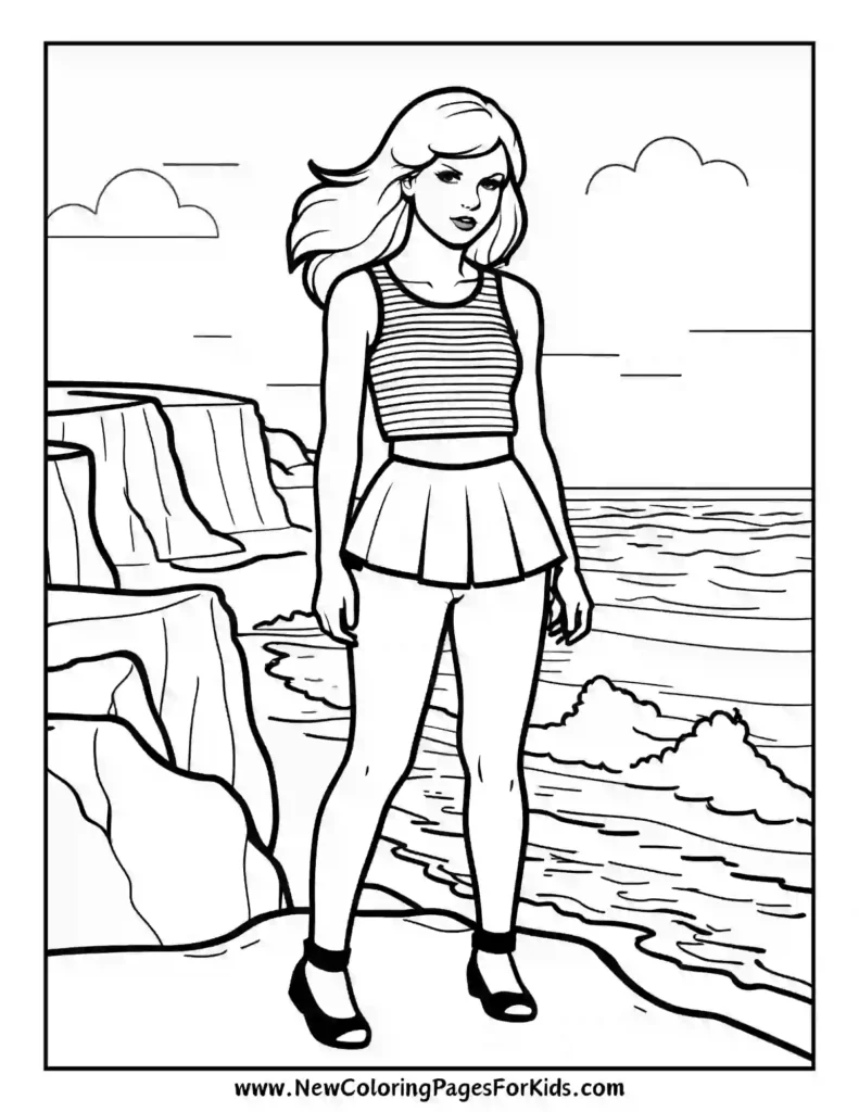 Standing Tall Color Taylor Swift Overlooking the Ocean - Taylor Swift coloring pages