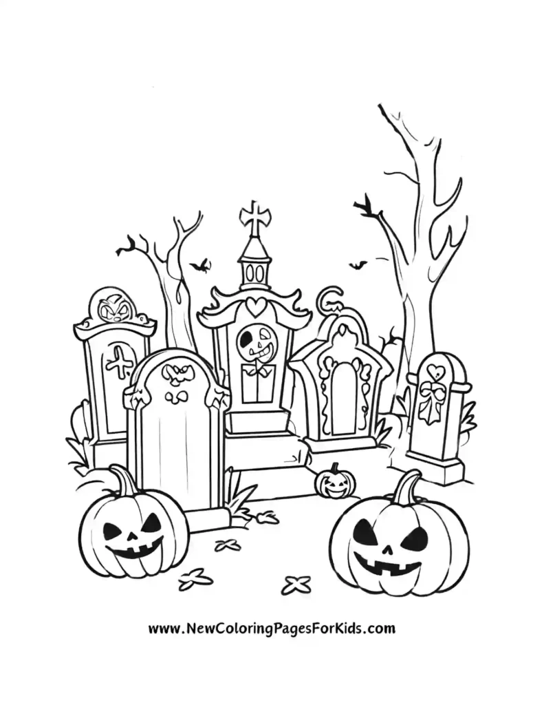 lowing Pumpkins in a Haunted Cemetery